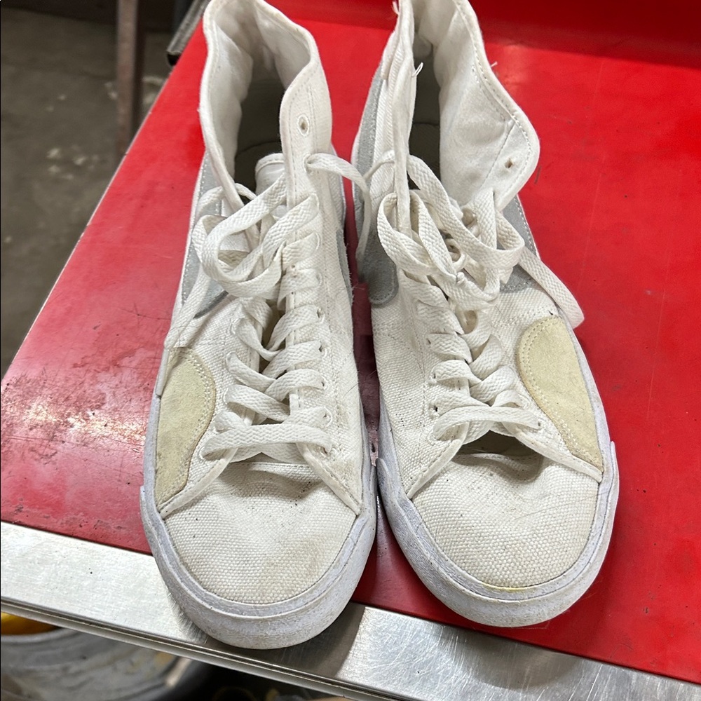 Nike White and Gray High-Top Sneakers